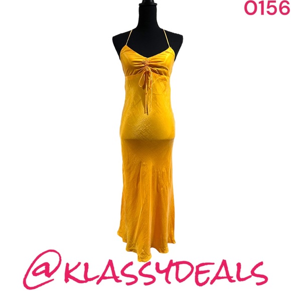 Zara Yellow Satin Effect Midi Dress NWT - Picture 8 of 10